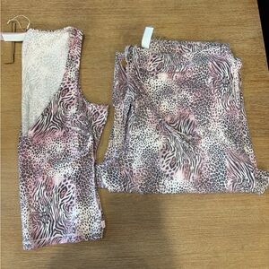 SKIMS Pink Animal Print Pajama Set